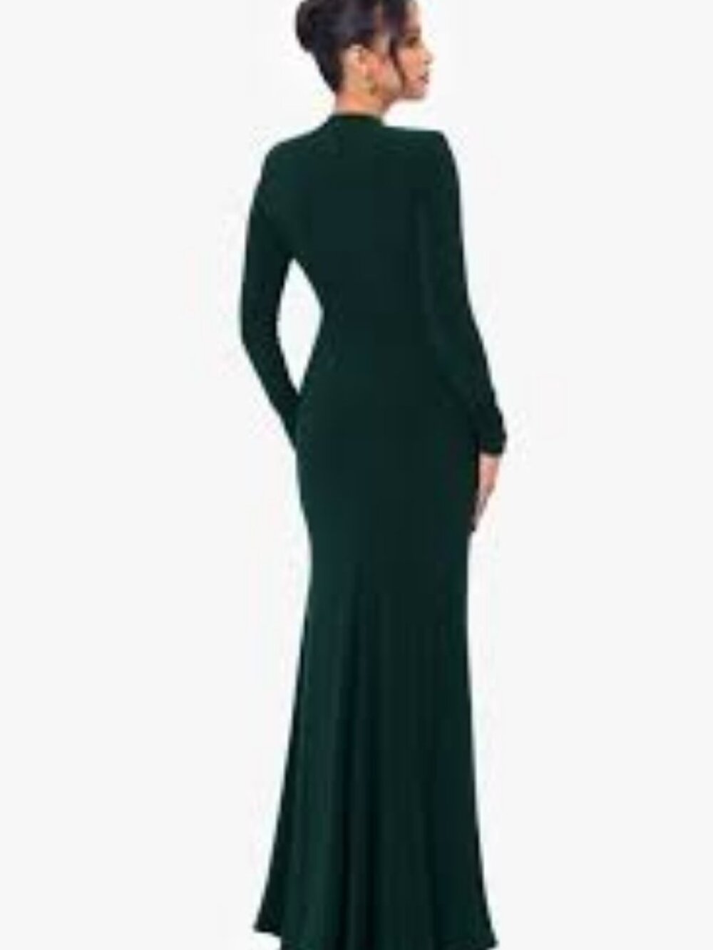12 - NWT BETSY &  ADAM PINE GREEN CASCADE RUFFLE GOWN - Picture 4 of 4
